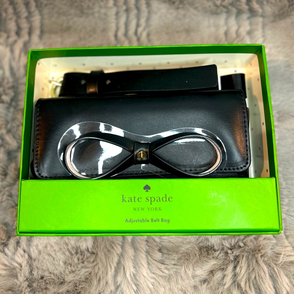 Kate Spade Black Adjustable Belt Bag with Bow Accent